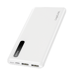 Logilink PA0311W Power bank 8000 mAh, 2x USB-A, 2 az 1-ben kábel, fehér
