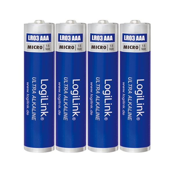 Logilink LR03B4 Ultra Power AAA alkáli elemek, Micro, 1,5V, 4 db