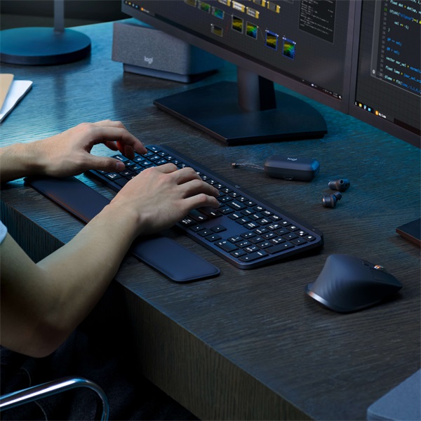 Logitech MX Keys S lézergravírozott magyar kiosztású grafitszürke vezeték nélküli billentyűzet