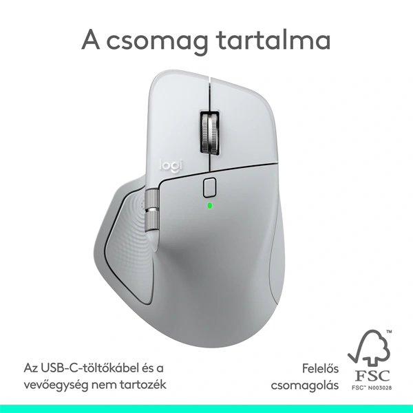 Logitech MX Master 4 for MAC vezeték nélküli halványszürke egér