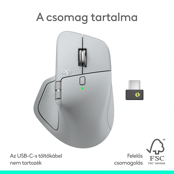 Logitech MX Master 4 vezeték nélküli halványszürke egér