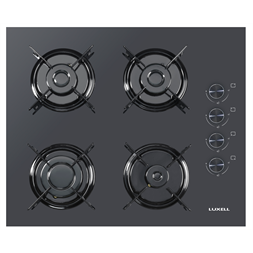 Luxell C6-40BF fekete, beépíthető, gáz, főzőzóna: 4, beépíthető méret: 56cm, főzőlap
