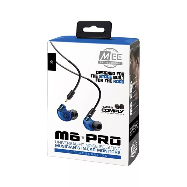 MEE AUDIO M6 PRO MKII - (IEM) Zajkizáró kialakítású cserélhető kábellel professzionális kék fülhallgató