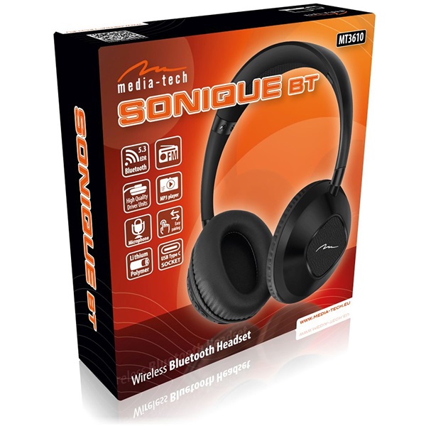 Media-Tech MT3610 SONIQUE BT Bluetooth fekete fejhallgató