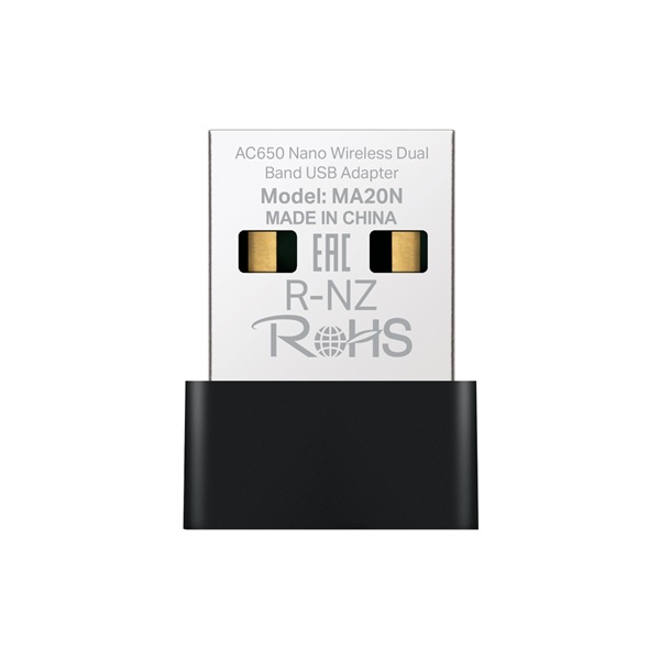 Mercusys MA20N AC650 nano vezeték nélküli kétsávos fekete USB adapter - R