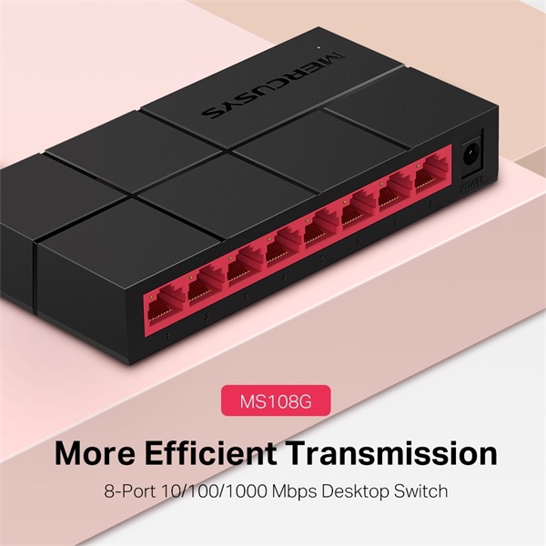 Mercusys MS108G 8 portos 1000Mbps fekete asztali switch