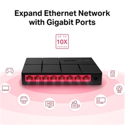 Mercusys MS108G 8 portos 1000Mbps fekete asztali switch