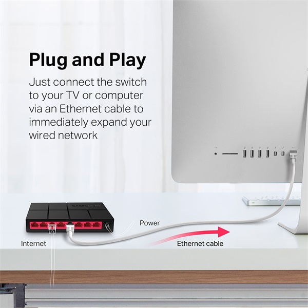 Mercusys MS108G 8 portos 1000Mbps fekete asztali switch