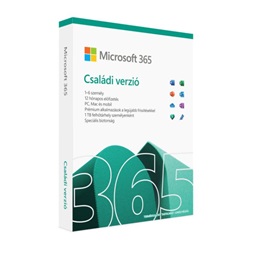 Microsoft 365 Családi verzió P8 HUN 6 Felhasználó 1 év dobozos irodai programcsomag szoftver