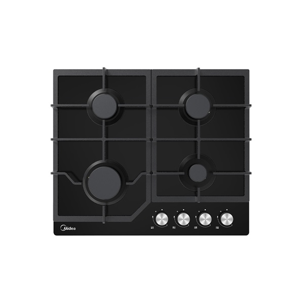 Midea MG60084TGB-HR fekete, beépíthető, gáz, főzőzóna: 4 +1 wok égőfej, beépíthető méret: 56cm, főzőlap