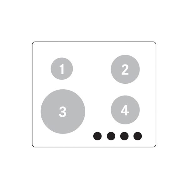 Midea MG60084TGB-HR fekete, beépíthető, gáz, főzőzóna: 4 +1 wok égőfej, beépíthető méret: 56cm, főzőlap