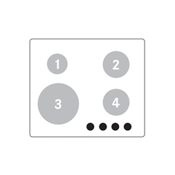 Midea MG60084TGB-HR fekete, beépíthető, gáz, főzőzóna: 4 +1 wok égőfej, beépíthető méret: 56cm, főzőlap