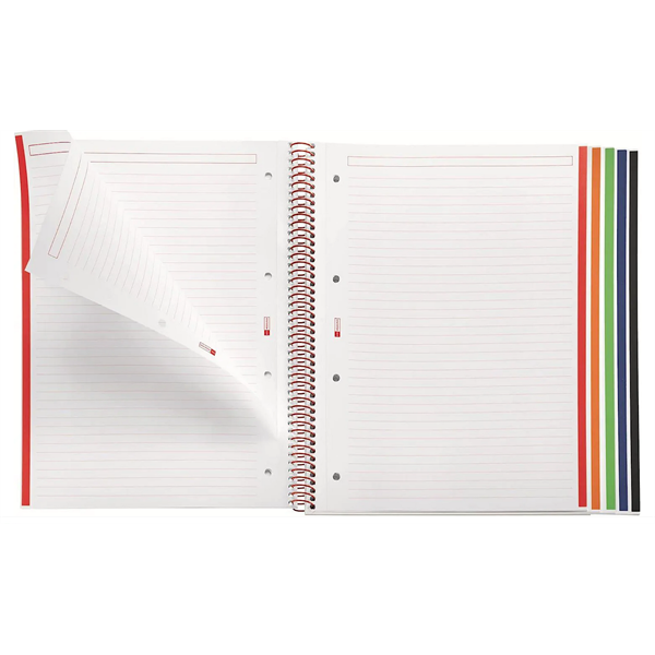 Miquelrius Emotions A4 PP 5x24 lapos piros vonalas spirálfüzet