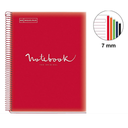 Miquelrius Emotions A4 PP 5x24 lapos piros vonalas spirálfüzet