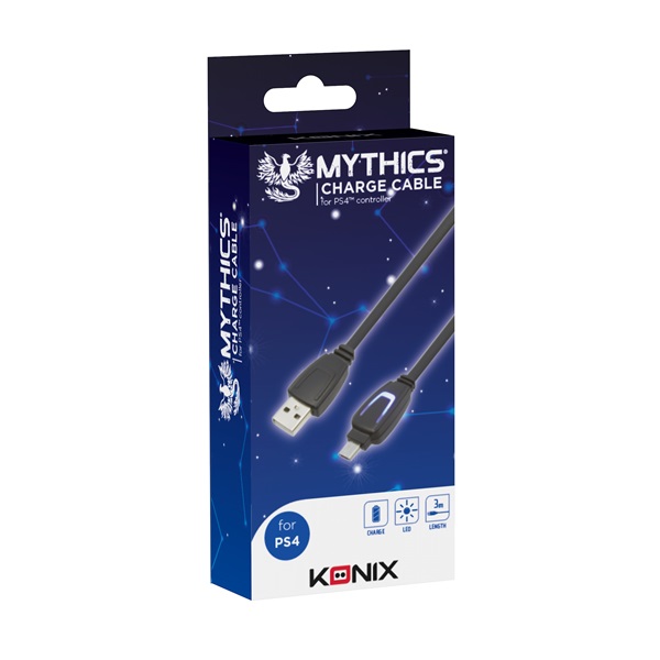 Mythics KX-CC-PS4 PlayStation 4 Play & Charge LED fénnyel 3m töltőkábel