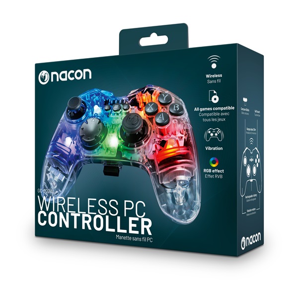 Nacon 2809125 GC-200WL PC vezeték nélküli RGB átlátszó kontroller