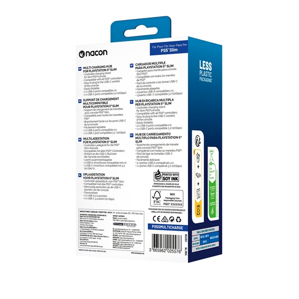 Nacon 2809193 PS5 Slim fekete kontrollertöltő HUB
