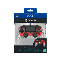 Nacon Compact PS4 átlátszó-halványpiros vezetékes kontroller