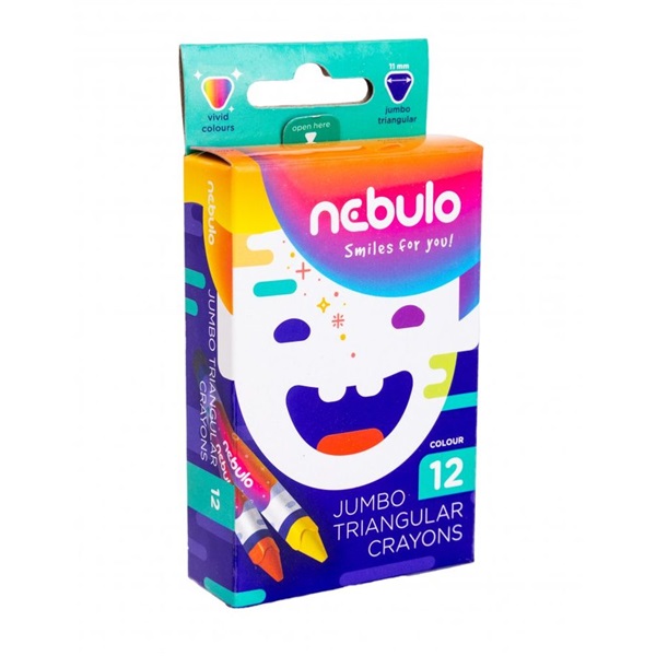 Nebulo Jumbo háromszögletű 12 db-os vegyes színű zsírkréta készlet