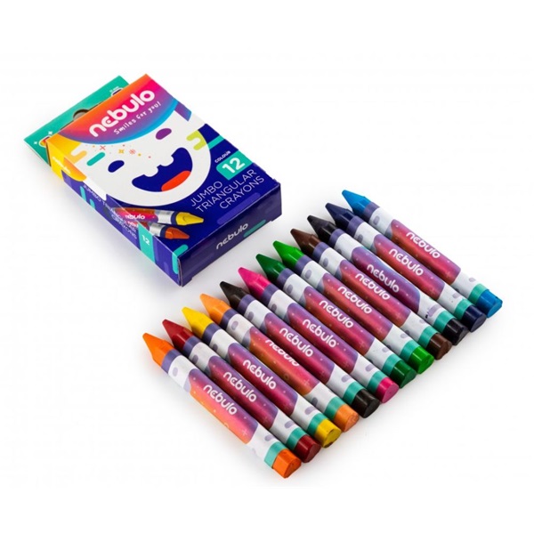 Nebulo Jumbo háromszögletű 12 db-os vegyes színű zsírkréta készlet