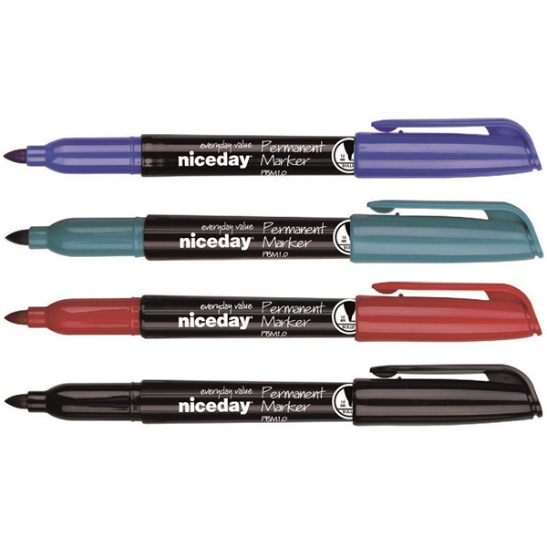 Niceday vékony hegyű 4db-os vegyes színű permanent marker készlet