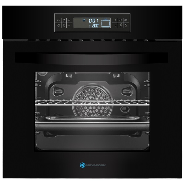 Novacook BE11-LD fekete, beépíthető, sütőtér: 61L, grill, légkeverés, sütő