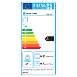 Novacook BE11-LD fekete, beépíthető, sütőtér: 61L, grill, légkeverés, sütő