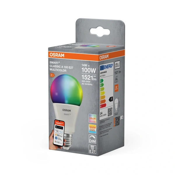 Osram SMART+ MATTER A100 RGBW, állíth.színhőm. matt, 14W E27 fényforrás