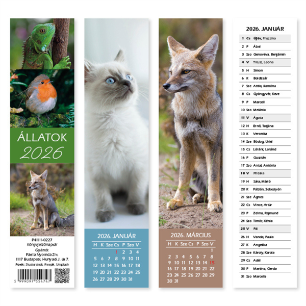 PD 2026 5x21 cm könyvjelző naptár