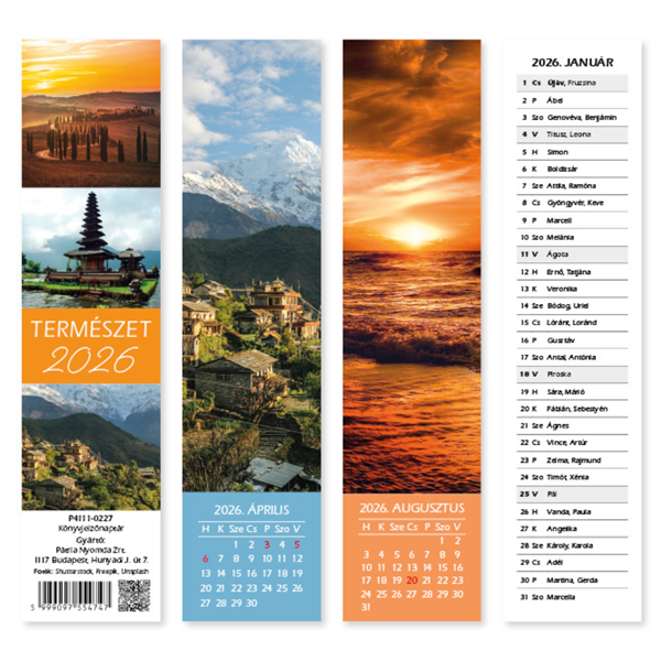 PD 2026 5x21 cm könyvjelző naptár