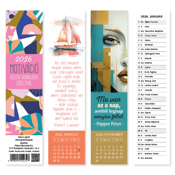 PD 2026 5x21 cm könyvjelző naptár