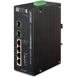 PLANET IGS-624HPT DIN sínre szerelhető 4port GbE LAN 2xSFP nem menedzselhető ipari PoE switch
