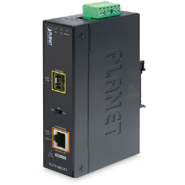 PLANET IGTP-805AT GbE LAN (RJ45-SFP) ipari PoE média konverter