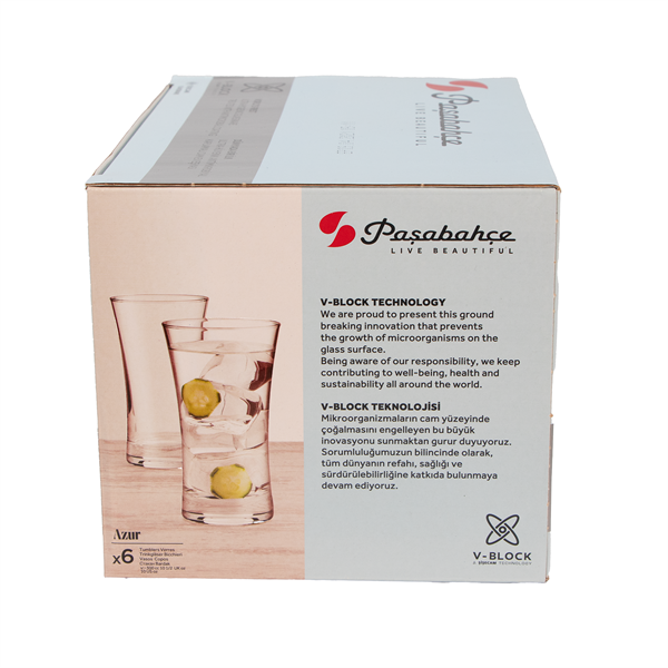 Pasabahce V-Block Long Drink 300ml koktélos pohár szett 6 darabos
