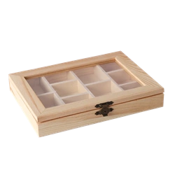 Pentart 20,5x15x3 cm  átlátszó tetős  10 rekeszes doboz