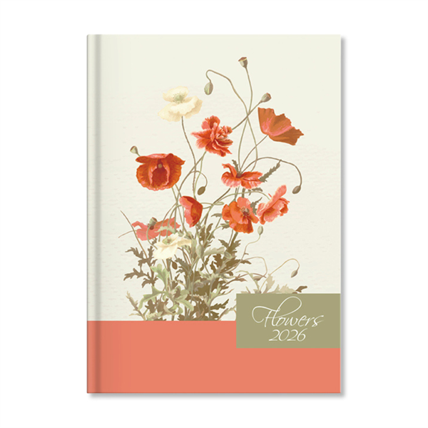 Period Flowers Beige 2026 A5 napi beosztású határidőnapló