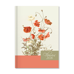 Period Flowers Beige 2026 B6 heti beosztású határidőnapló