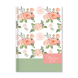 Period Flowers Green 2026 B6 heti beosztású határidőnapló