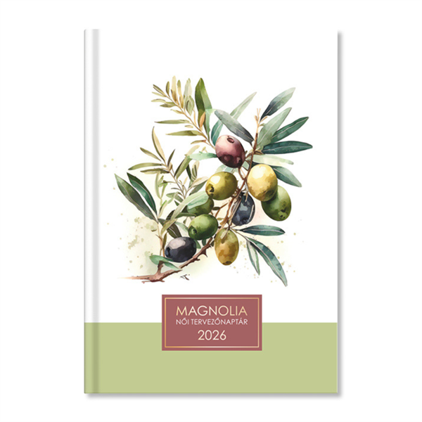 Period Magnólia Olive 2026 B6 napi beosztású női tervező határidőnapló