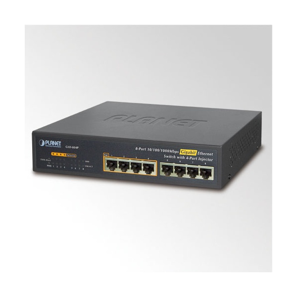 PLANET GSD-804P asztali 8port GbE LAN nem menedzselhető PoE switch
