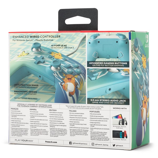 PowerA NSGP0221-01 Enhanced Nintendo Switch vezetékes Pikachu Evolution kontroller
