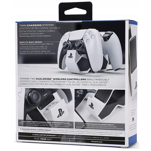 PowerA 1522855-01 Playstation 5 Dual Charger fekete-fehér dokkoló töltőállomás