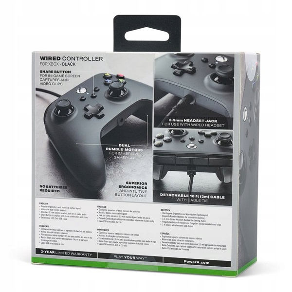 PowerA 1519265-03 Xbox Series X|S/Xbox One vezetékes fekete kontroller