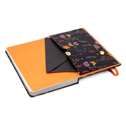Pukka Pad Bloom A5 192 oldalas vonalas fekete gumipántos notesz