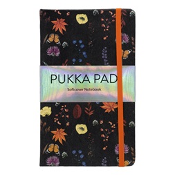 Pukka Pad Bloom A5 192 oldalas vonalas fekete gumipántos notesz