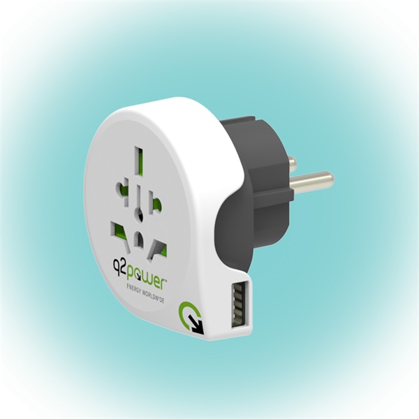 Q2 Power Q2WE-USB Világ - Európa USB utazó adapter (Újracsomagolt)