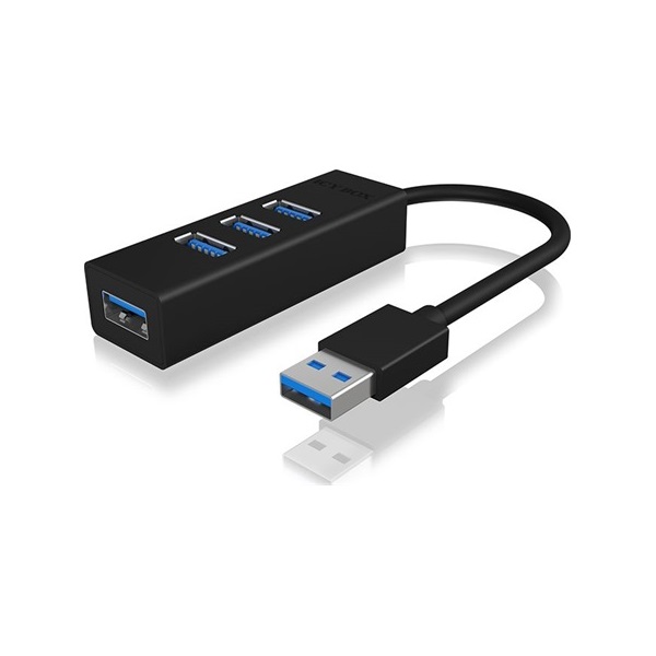 Raidsonic IB-HUB1419-U3 4-portos USB3.0 hub fekete