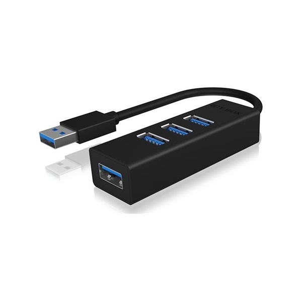Raidsonic IB-HUB1419-U3 4-portos USB3.0 hub fekete