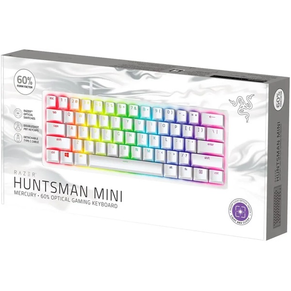 Razer Huntsman Mini Mercury Edition (Purple Switch) US RGB gamer billentyűzet