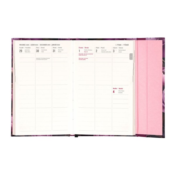 Realsystem 2026 5413 Purple Flowers 13x21cm mágneses zsebnaptár